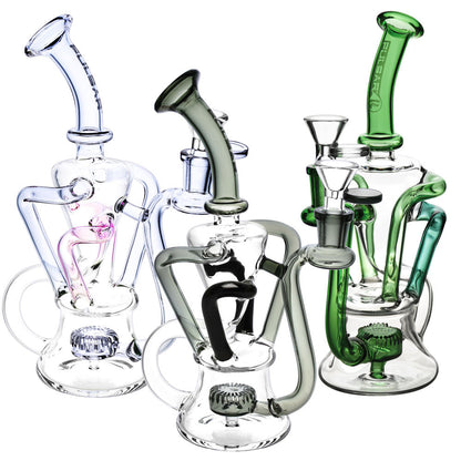 Pulsar 4-Tube Recycler Water Pipe - 9" / 14mm F / Colors Vary - Smoke N’ Poke