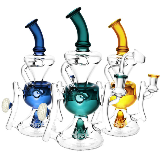 Pulsar Ultra Glass Egg Recycler - 9" / 14mm F / Colors Vary - Smoke N’ Poke