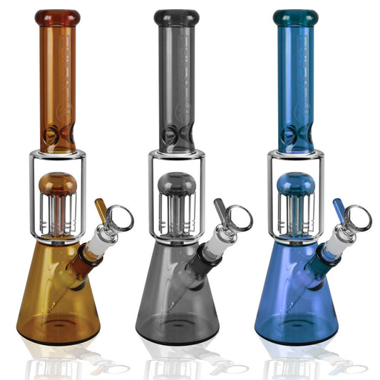 Pulsar Tree Perc Beaker - 11.5" / 14mm F / Colors Vary - Smoke N’ Poke