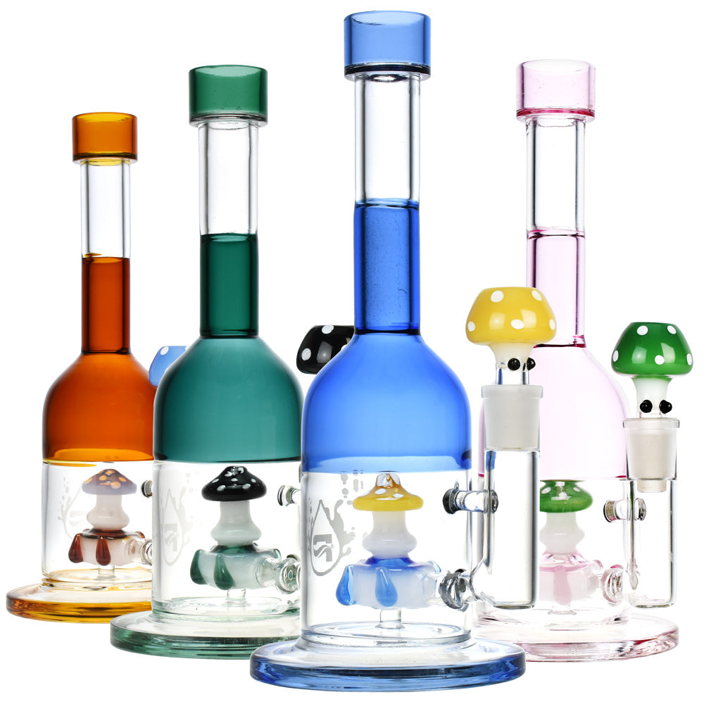 Pulsar Mushroom Perc Water Pipe - 9.75"/14mm F/Colors Vary - Smoke N’ Poke