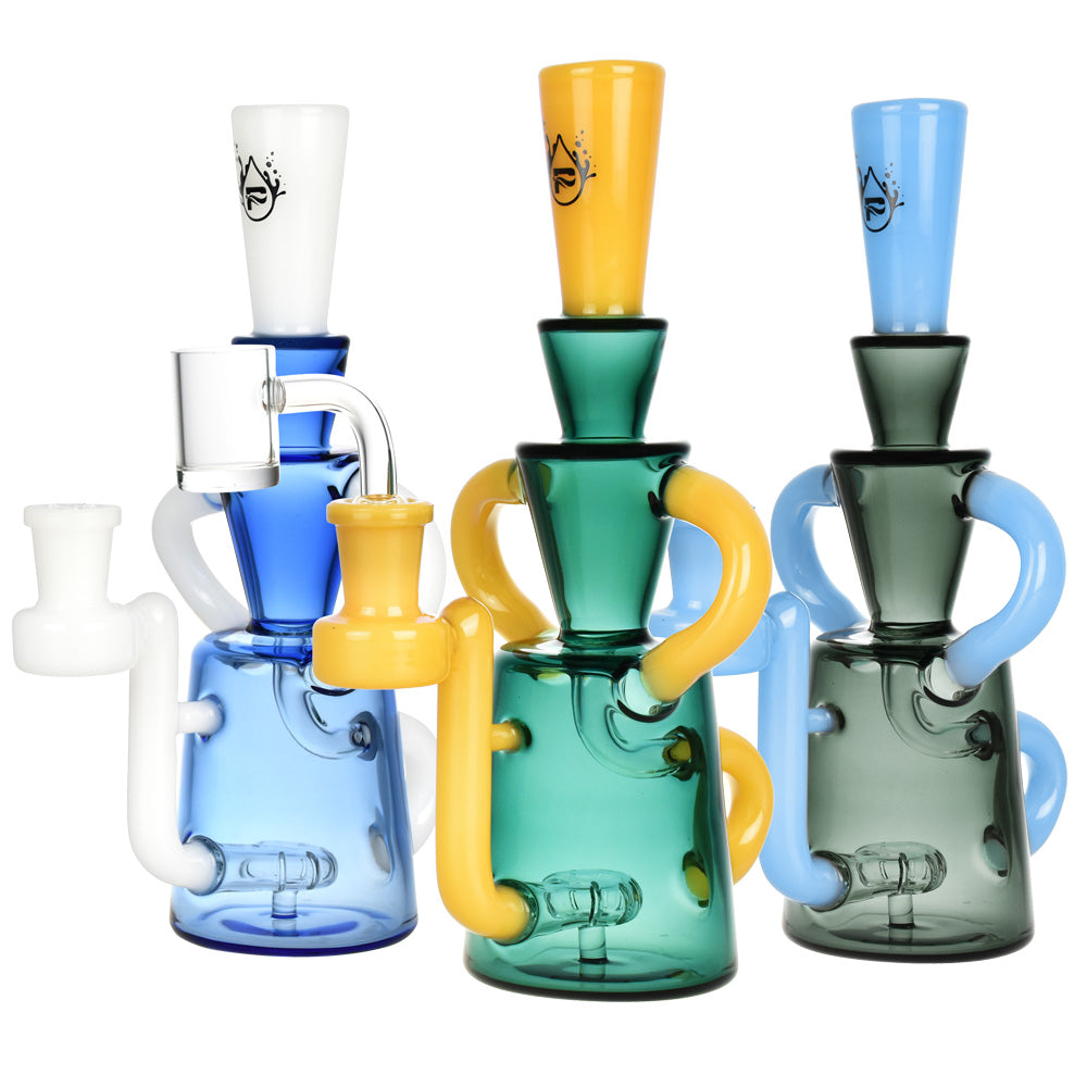 Pulsar Bi Color Recycler Rig - 8.25" / 14mm F / Colors Vary - Smoke N’ Poke