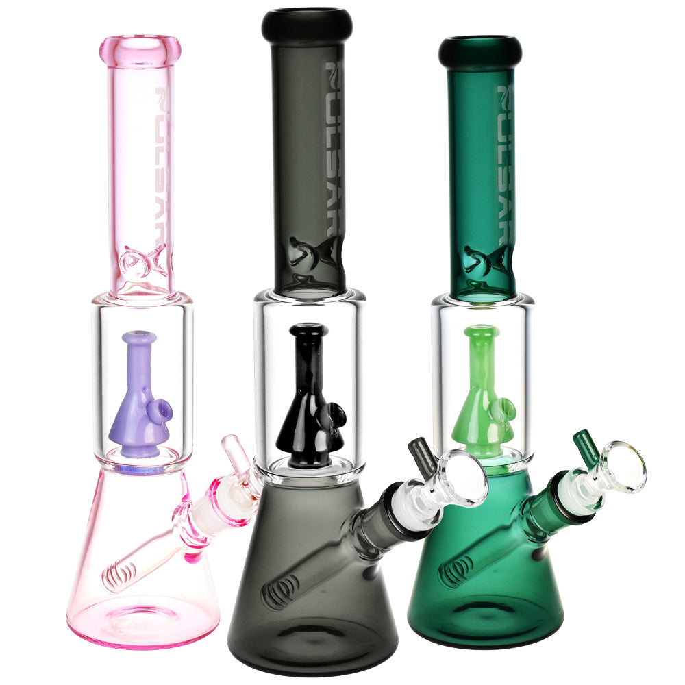 Pulsar Beaker on Beaker Water Pipe - 11.5"/14mm F/Colors Vary - Smoke N’ Poke