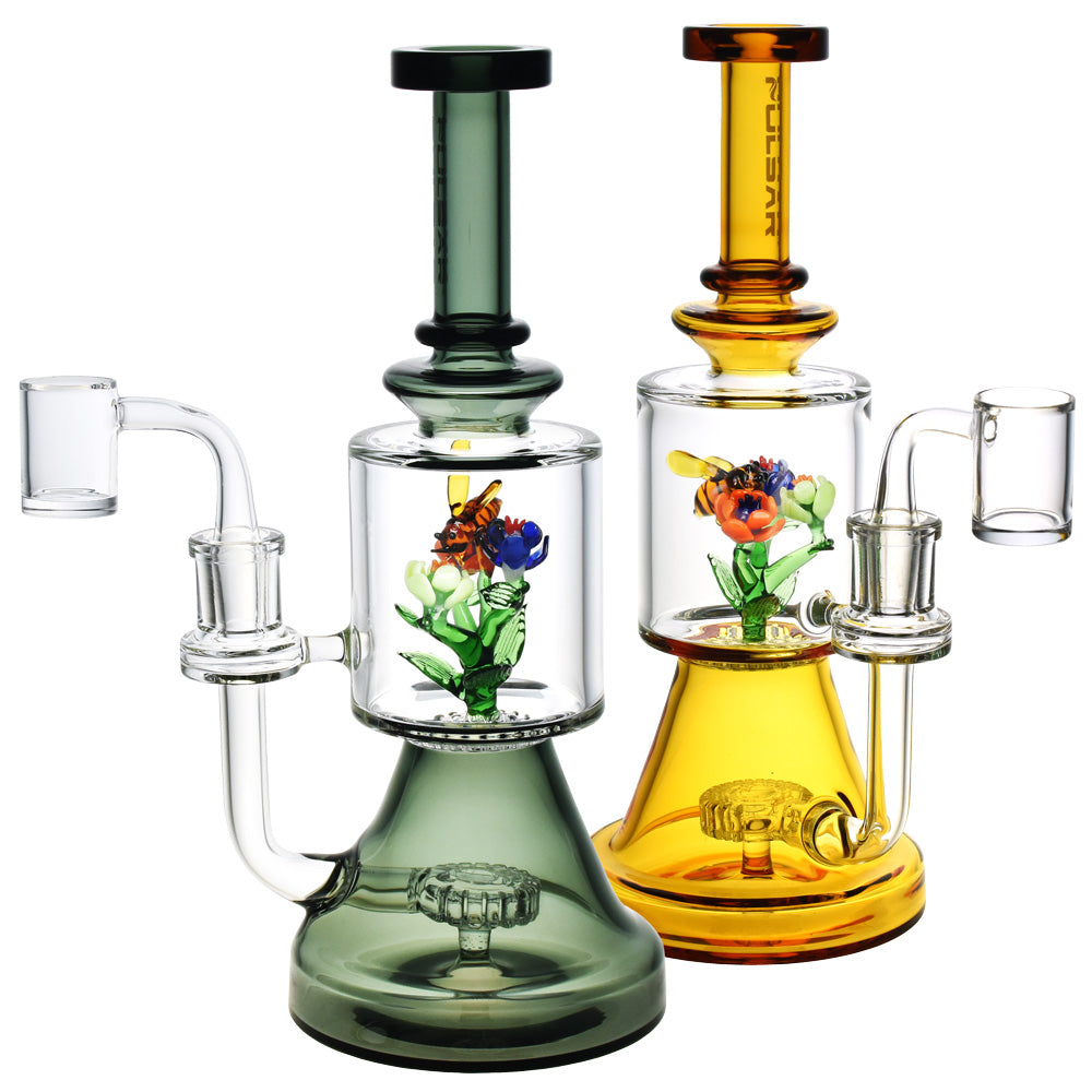 Pulsar Bee Flower Dab Rig - 9.75"/14mm F/Colors Vary - Smoke N’ Poke