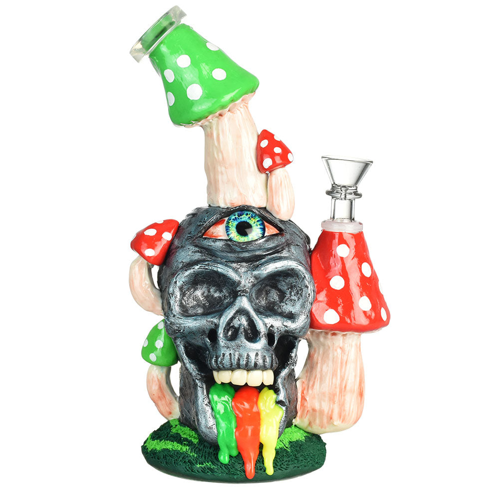 Pulsar Rainbow Puking Skull Water Pipe - 9.5"/14mm F - Smoke N’ Poke