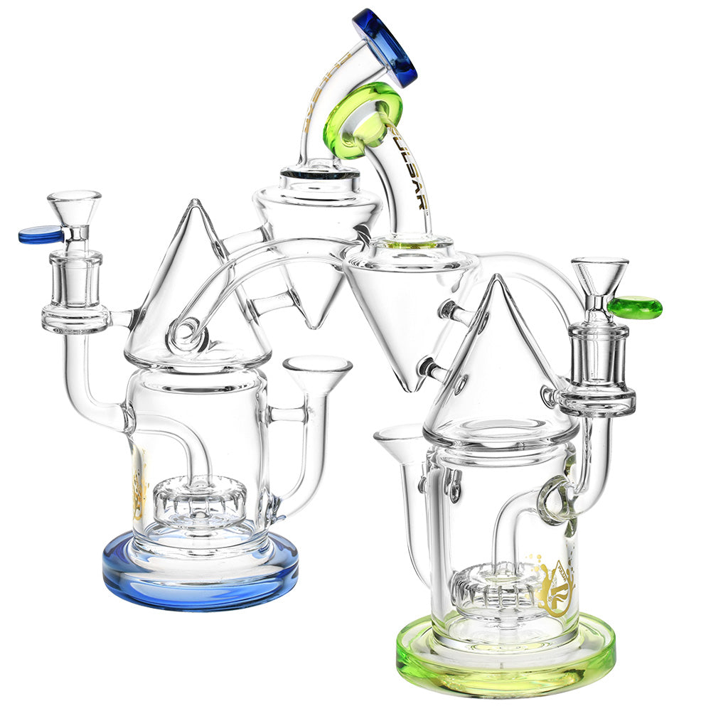 Pulsar Dual Cone Gravity Recycler Water Pipe -10"/14mmF/Clrs Vary - Smoke N’ Poke