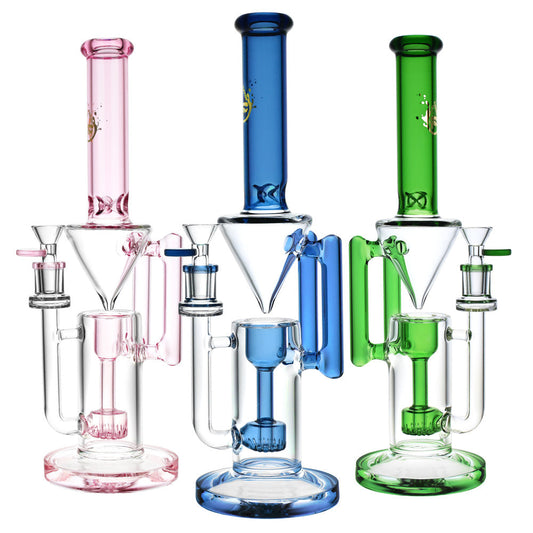 Pulsar Tube Gravity Recycler Water Pipe - 13.25"/14mm F/Colors Vary - Smoke N’ Poke