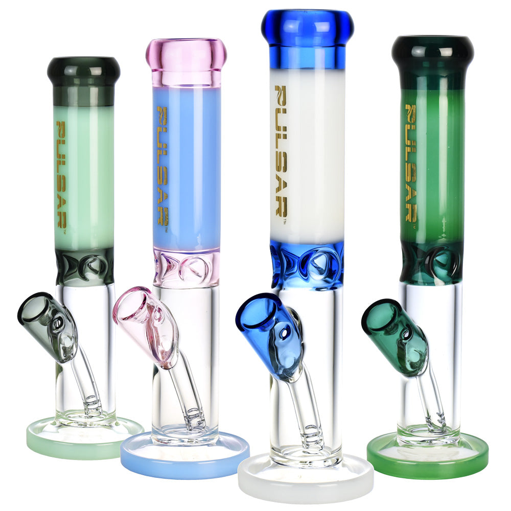 Pulsar Mini Straight Tube Water Pipe - 8.25"/Colors Vary - Smoke N’ Poke