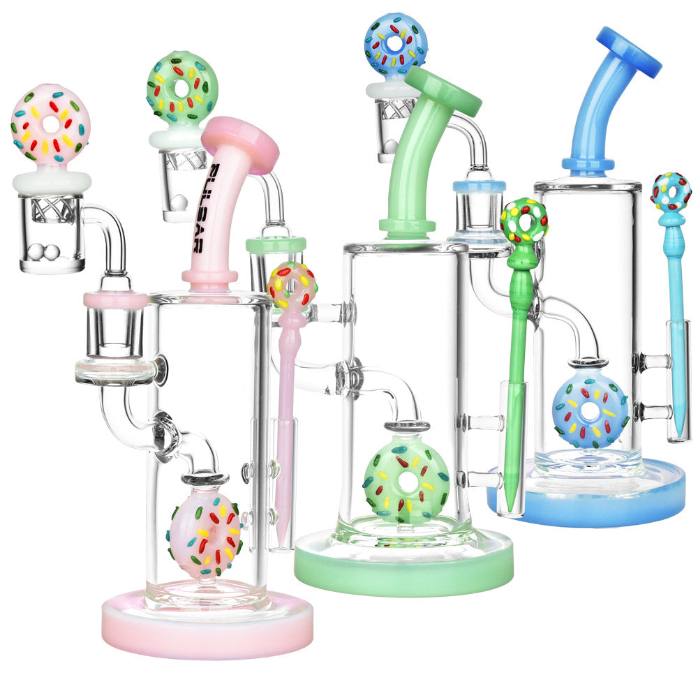 Pulsar Sprinkle Donut Dab Rig Set - 9"/14mm F / Colors Vary - Smoke N’ Poke