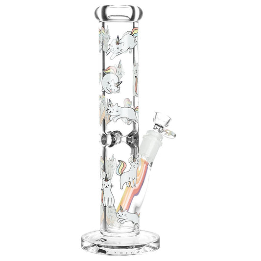 Pulsar Caticorn Design Series Straight Tube Water Pipe | 12" | 14mm F - Smoke N’ Poke