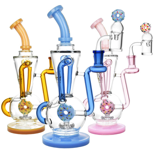 Pulsar Delectable Donut Recycler Dab Rig Kit - 10.75"/14mm F / Colors Vary - Smoke N’ Poke