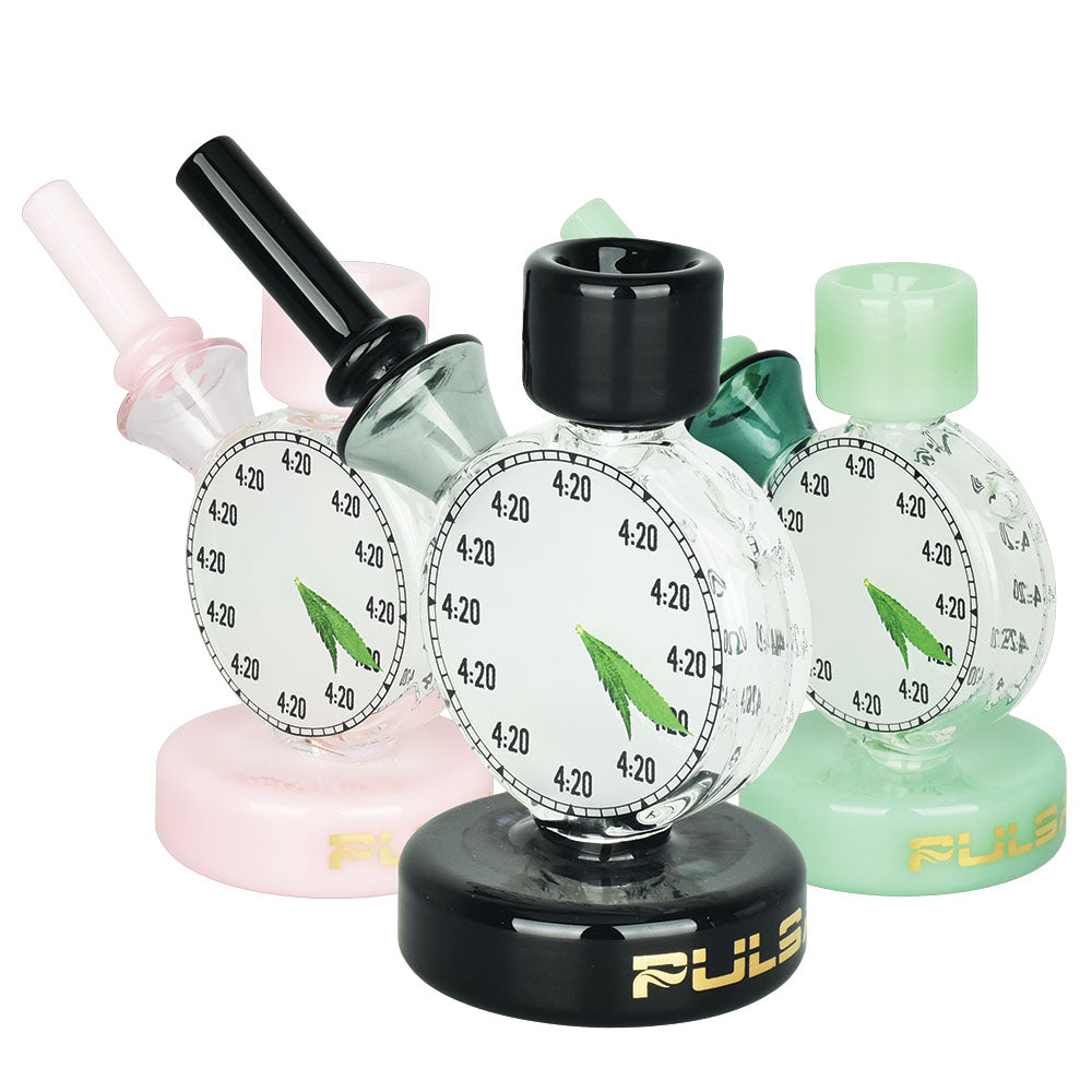 Pulsar 4:20 Time Piece Bubbler Pipe - 4.5" - Smoke N’ Poke