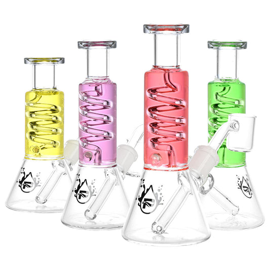 Pulsar Mini Glycerin Coil Beaker Dab Rig - 6"/14 mm F / Los colores varían