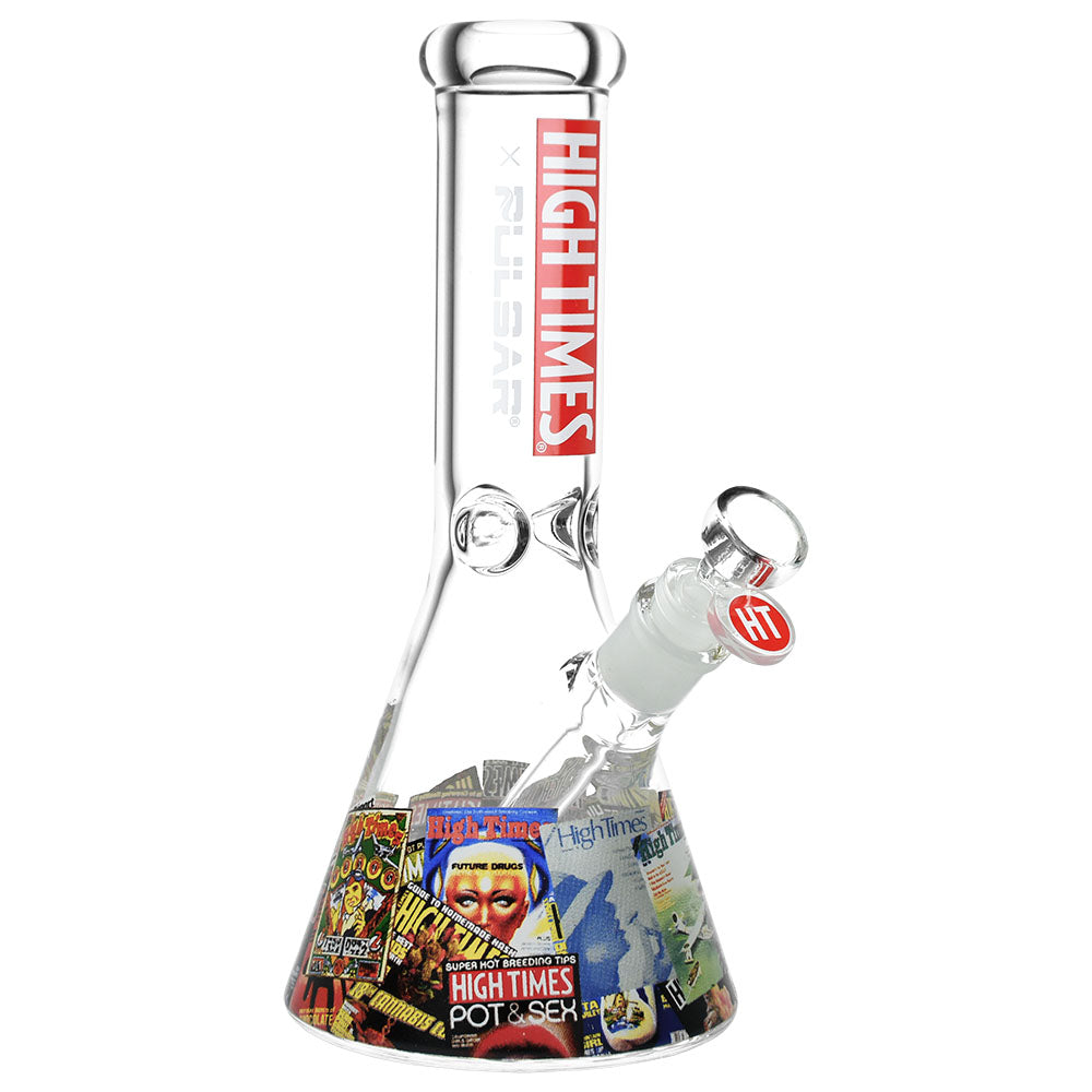 High Times x Pulsar Beaker Water Pipe - Magazine Covers / 10.5" / 14mm F - Smoke N’ Poke