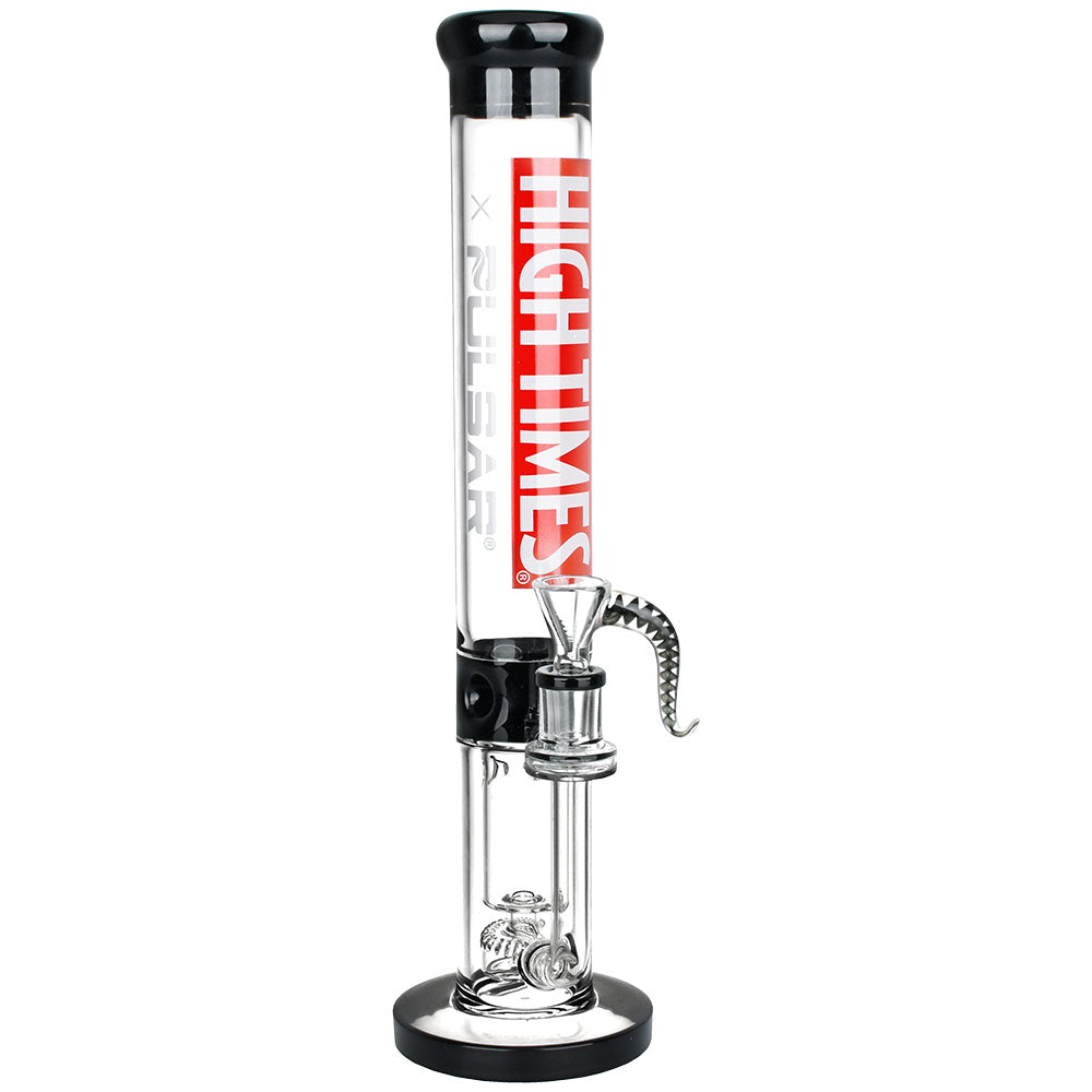 High Times x Pulsar Logo Straight Tube Recycler Water Pipe - 14.75" / 14mm F - Smoke N’ Poke