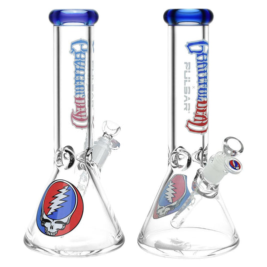 Grateful Dead x Pulsar Steal Your Face Beaker Glass Water Pipe - 11.75" / 14mm F