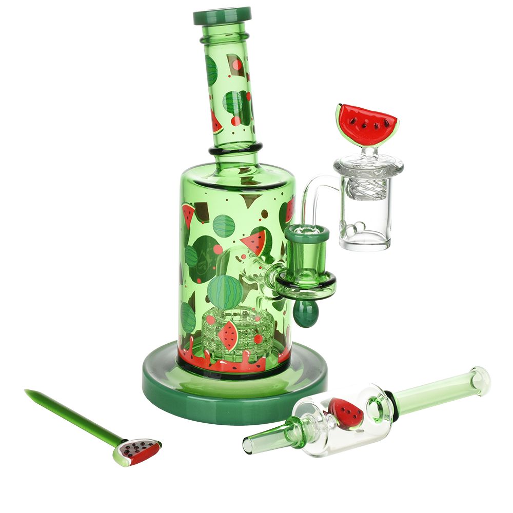 Pulsar Fruit Series Watermelon Zkittles Glow In The Dark Dab Rig Kit - 8" / 14mm F