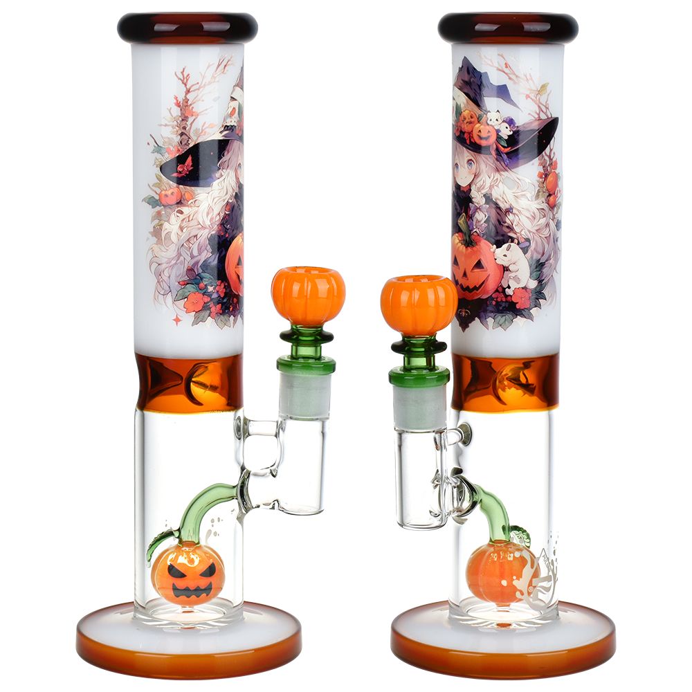 Pulsar Anime Halloween Straight Tube Glass Water Pipe - 9.75" / 14mm F