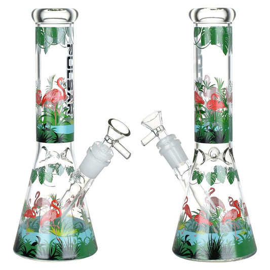 Pulsar Chillin' Flamingos Glass Beaker Water Pipe | 14mm F