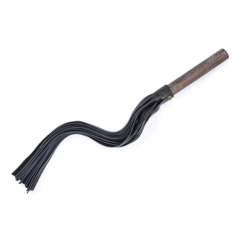 Hot Bdsm Spanking Flogger Genuine Leather Archaize Wooden Handle - Smoke N’ Poke