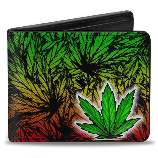 Cartera plegable - Marijuana Haze Rasta White