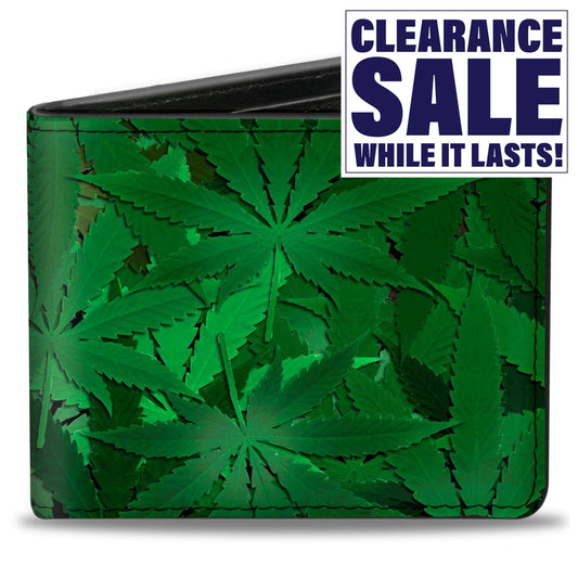 Bi-Fold Wallet - Marijuana Leaves Stacked