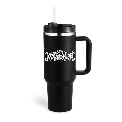 Vaso de 40 onzas con asa aislado con pajita, acero inoxidable a prueba de derrames, taza de café al vacío con tapa, taza cónica, regalos para los amantes de San Valentín, adecuado para el coche, gimnasio, oficina, viajes