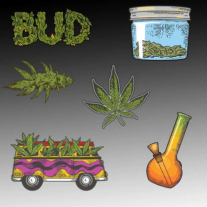 Cannabis Stickers 6 Sticker Per Pack - Various Designs - (1 Count)