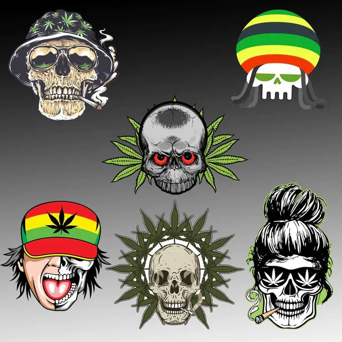 Cannabis Stickers 6 Sticker Per Pack - Various Designs - (1 Count)