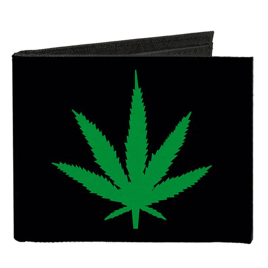 Cartera plegable de lona - Hoja de marihuana - (1 unidad)