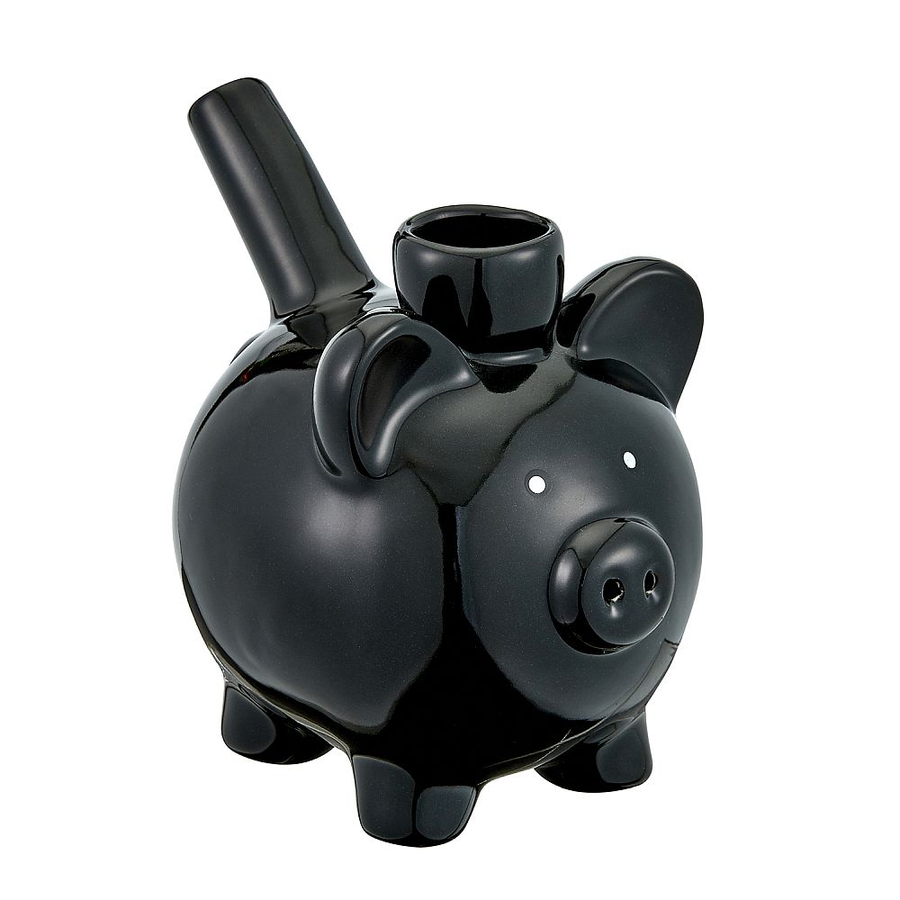 Ceramic Black Piggy Pipe -  (1 Count)