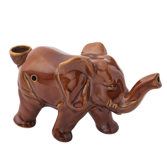 Ceramic Elephant Novelty Pipe - Various Colors - (1 Count)