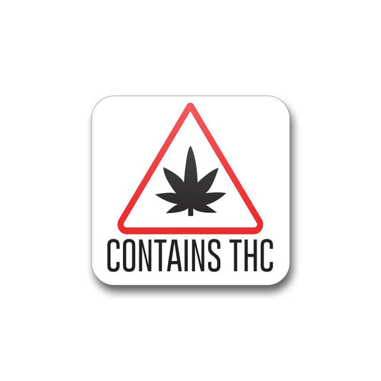 Contains THC Triangle Compliance Label  (.75" x .75" or 1" x 1") Square 1000 Count