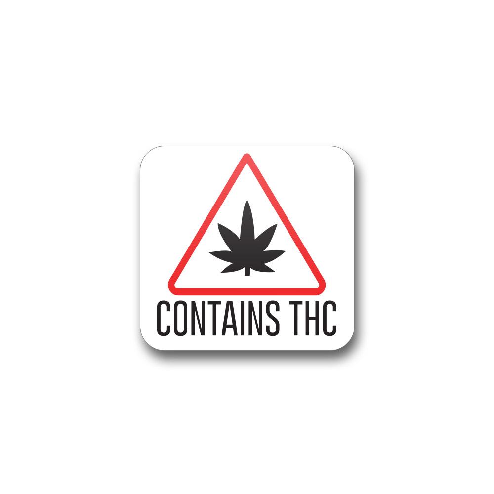 Contains THC Triangle Compliance Label  (.75" x .75" or 1" x 1") Square 1000 Count