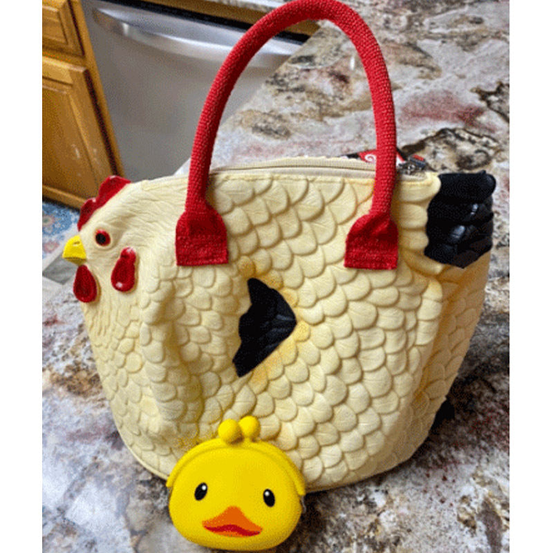 Lindo bolso de señora con forma de gallo pequeño