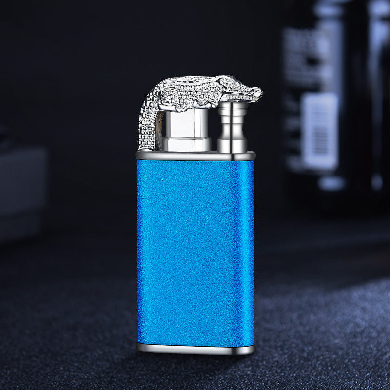 Creative Blue Flame Lighter Dolphin Dragon Tiger Double Fire Metal Winproof Lighter Inflatable Lighter