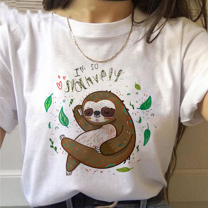 Camisetas de mujer con estampado Kawaii de perezoso