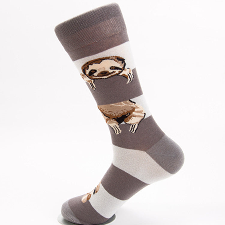 Autumn And Winter New Socks Cotton Sloth Pattern Fashion Middle