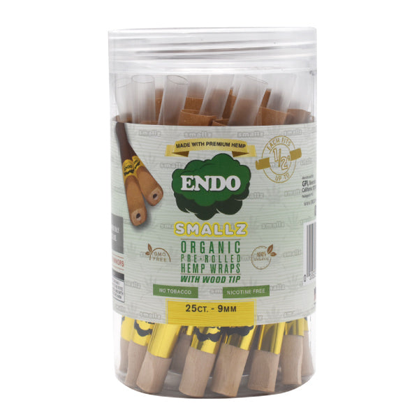 ENDO Smallz Organic Hemp Wrap Pre Rolled With Wood Tip - (25 Count Jar)