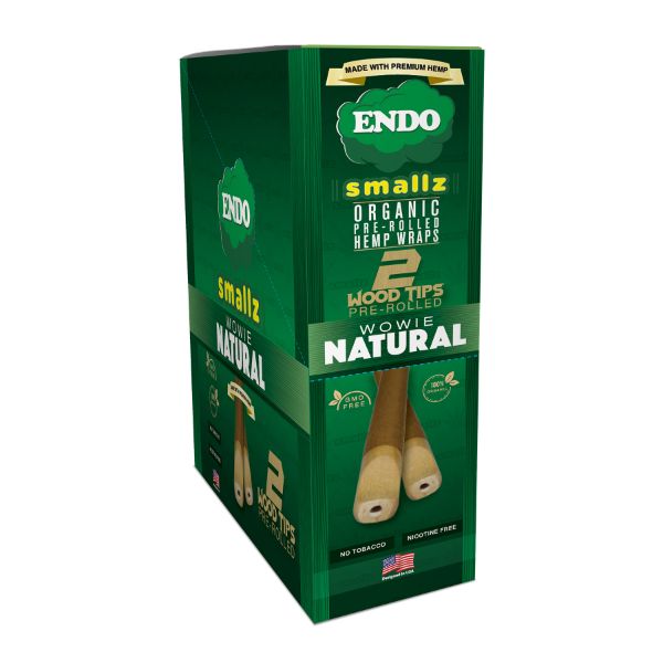 ENDO Smallz Organic Hemp Wrap Pre Rolled With Wood Tips 2 Per Pouch - Various Flavors - (15 Count Display)