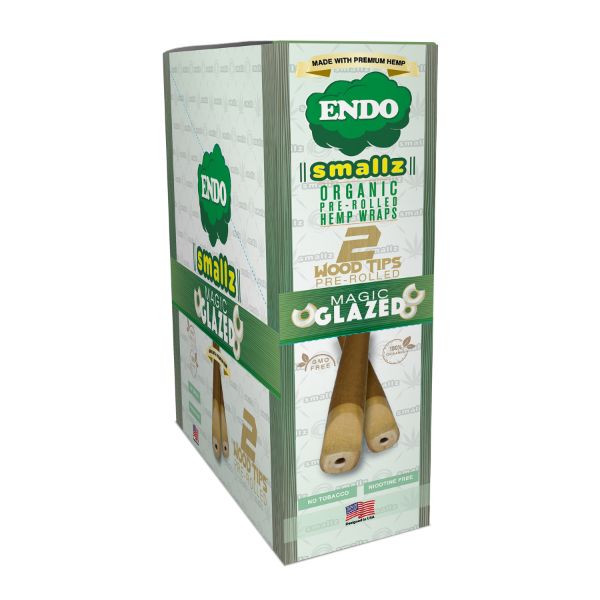 ENDO Smallz Organic Hemp Wrap Pre Rolled With Wood Tips 2 Per Pouch - Various Flavors - (15 Count Display)