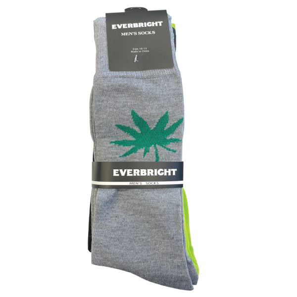 Calcetines casuales tobilleros para hombre con estampado de marihuana Everbright (3 pares por paquete) - El color puede variar - (1 unidad)