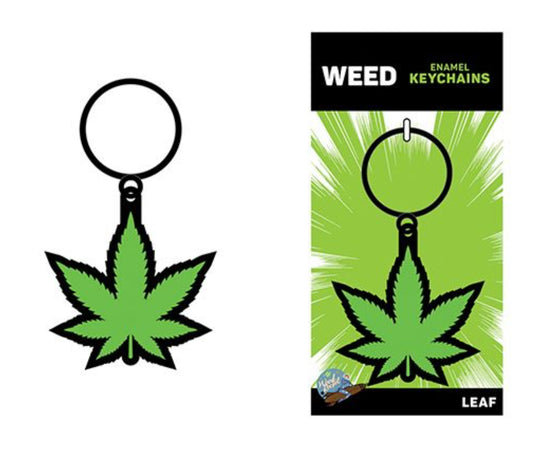 Wood Rocket Enamel Keychain - Leaf - Smoke N’ Poke