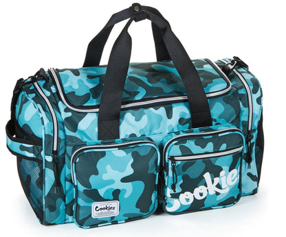 COOKIES HERITAGE SMELL PROOF CANVAS NYLON DUFFEL BAG W/ FRONT CARGO POCKETS & DUAL SIDE POCKETS - Smoke N’ Poke