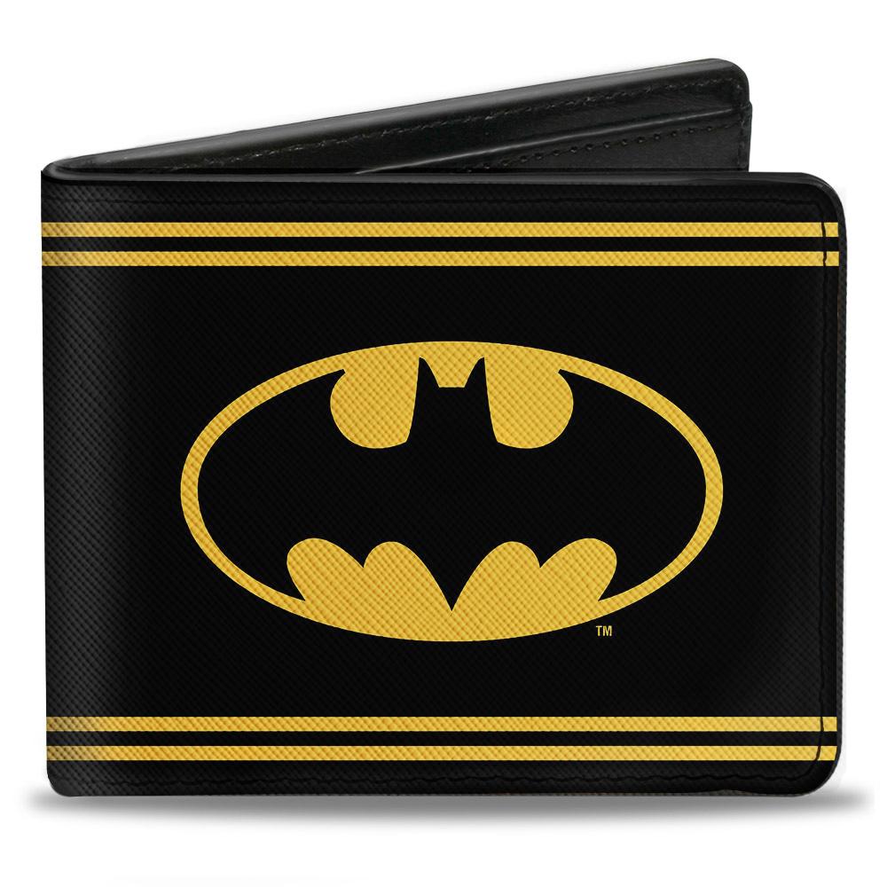 Licensed Bi-Fold Wallet - Batman Shield Double-Stripe Black Yellow