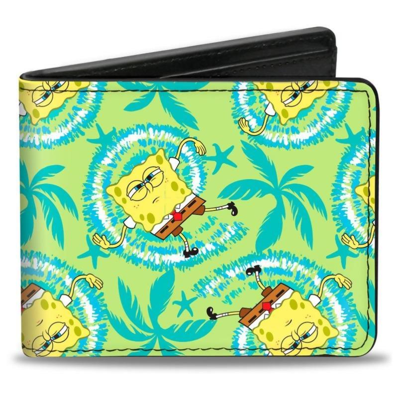 Licensed Bi-Fold Wallet - SpongeBob SquarePants Wavy Noodle Arm Pose Tropical Tie Dye