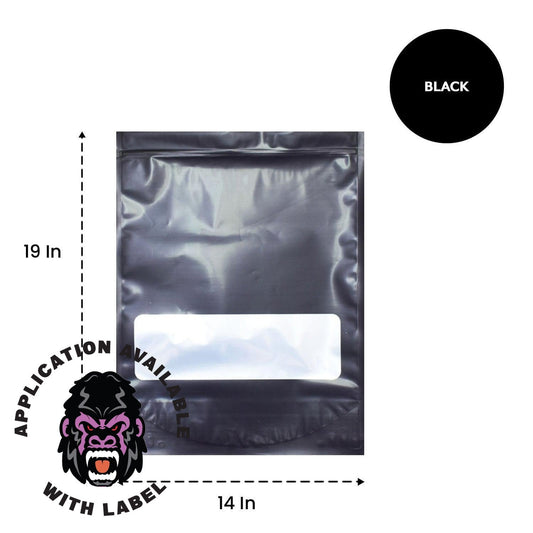 Mylar Bag Black/Clear - 1 Lb Bag - 448 Grams - 14.5" x 19 - (100, 200, 400, 600, 800, and 1,000 Counts)