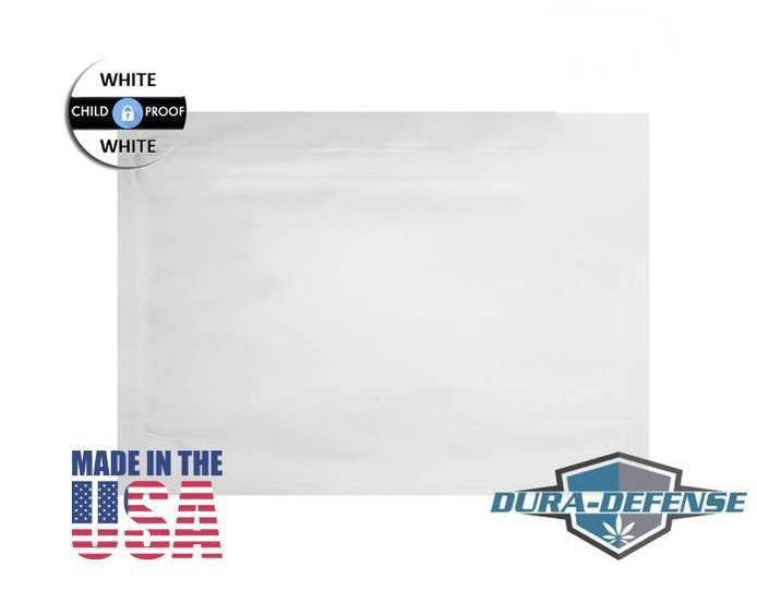 Mylar Bag Dura-Defense Matte White Child Resistant Exit Bag - Opaque 12" x 9" (50, 100, 250, and 500 Count)