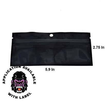 Bolsa Mylar de 6" x 2,71" Preroll opaco negro/negro (varios recuentos)