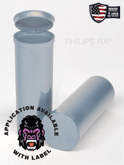 Philips RX 60 Dram Pop Top Vial - 1/2 Oz - Resistente a niños - Plata - Opaco (75 unidades)