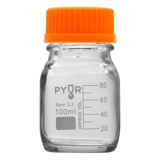 Pyur 100ml Glass Concentrate Beaker Reagent Media Storage Bottle GL45 Screw Cap - (1 Count)